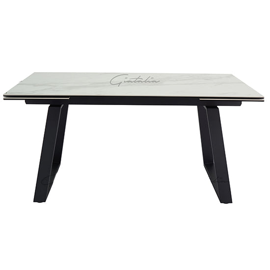 Dante Extending Ceramic Dining Table In White High Gloss