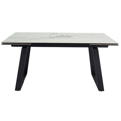 Dante Extending Ceramic Dining Table In White High Gloss