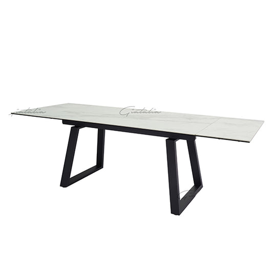 Dante Extending Ceramic Dining Table In White High Gloss