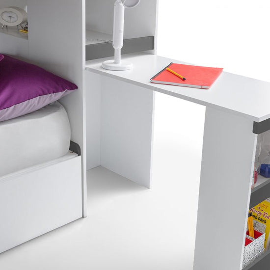 Eclipse Wooden Bunk Bed With Computer Desk In Charcoal And White