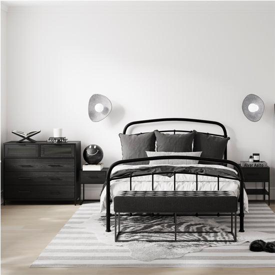 Edison Wooden Chest Of 5 Drawers In Matte Black And Reeded