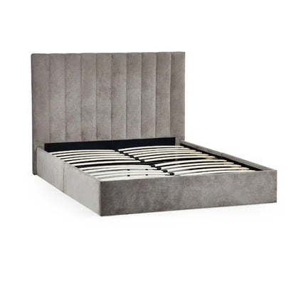 Eloise Fabric Single Bed In Chenille Grey