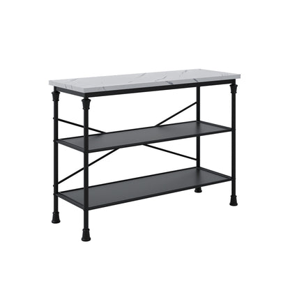 Fairmont Wooden Console Table In White Marble Effect