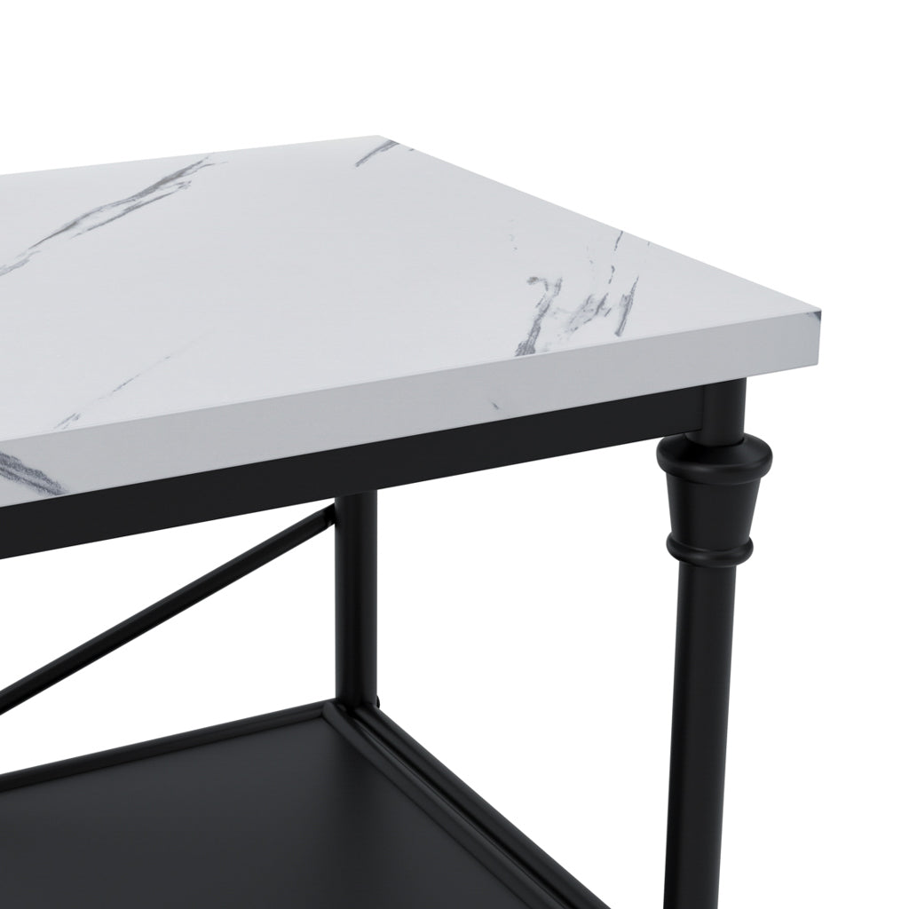 Fairmont Wooden Console Table In White Marble Effect