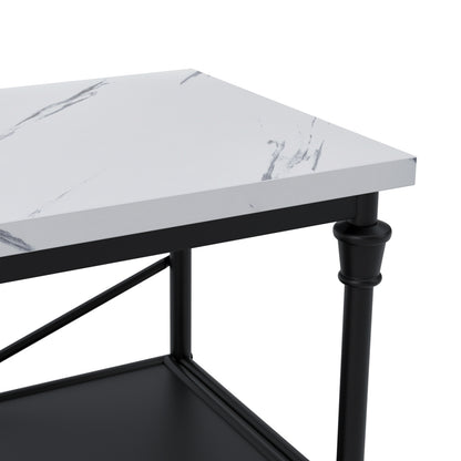 Fairmont Wooden Console Table In White Marble Effect