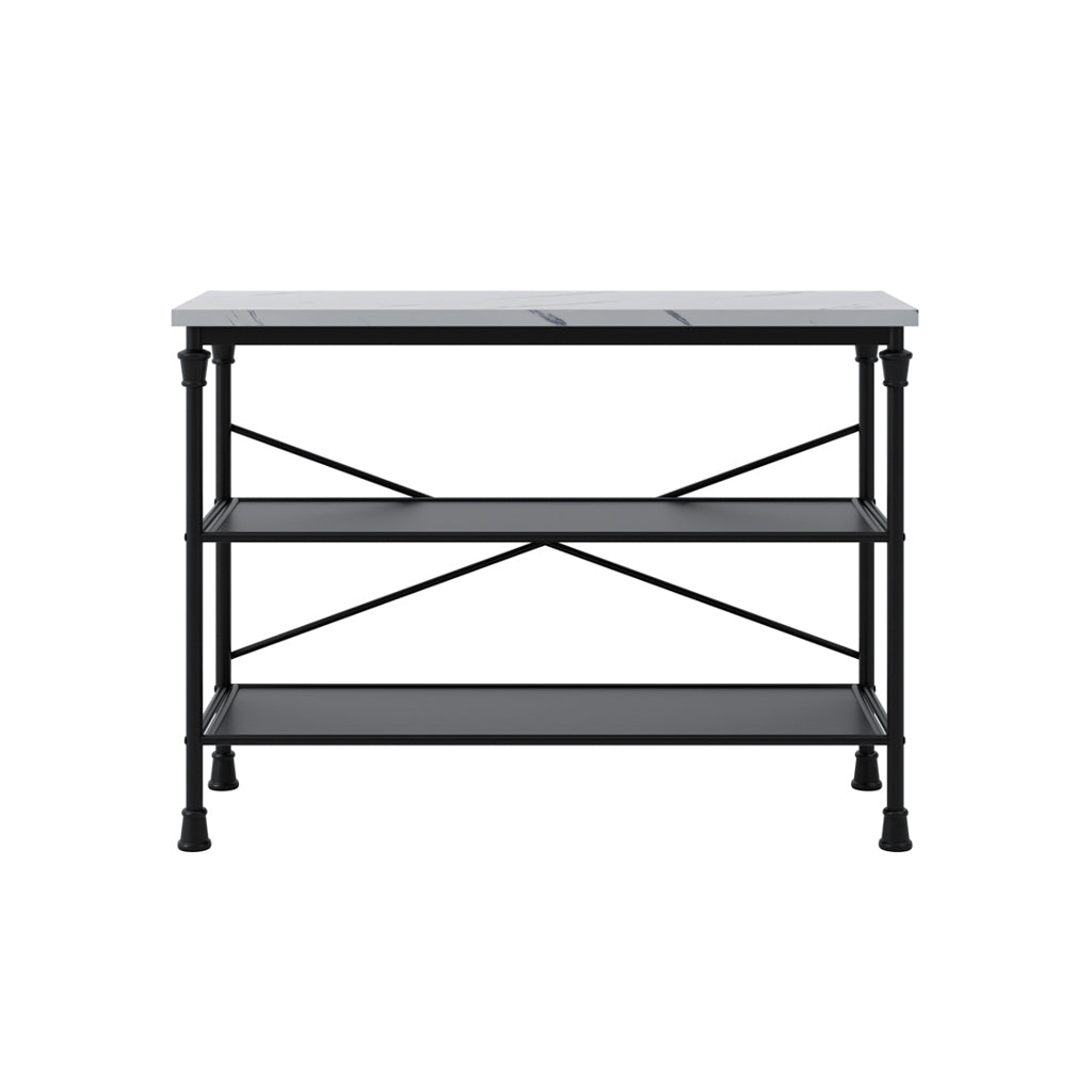 Fairmont Wooden Console Table In White Marble Effect