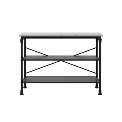 Fairmont Wooden Console Table In White Marble Effect