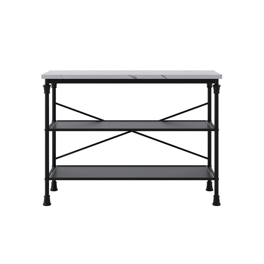 Fairmont Wooden Console Table In White Marble Effect