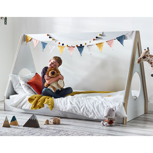 Festival Wooden Tent Bed In Pale Wood And White