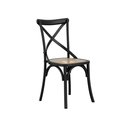 Fitzroy Wooden Dining Chair In Black With Cane Seatpad
