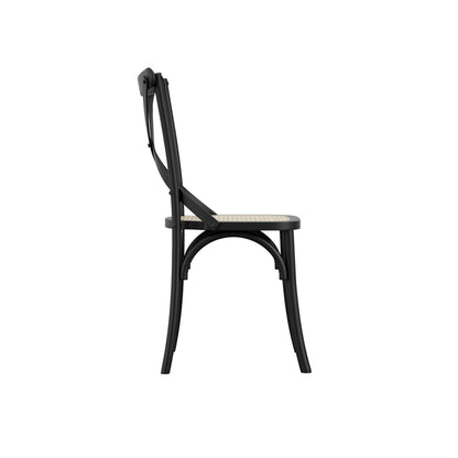 Fitzroy Wooden Dining Chair In Black With Cane Seatpad