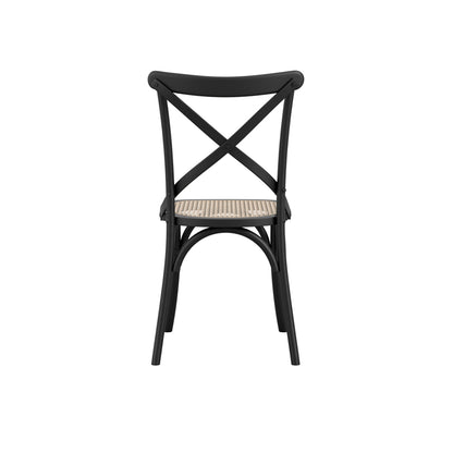 Fitzroy Wooden Dining Chair In Black With Cane Seatpad