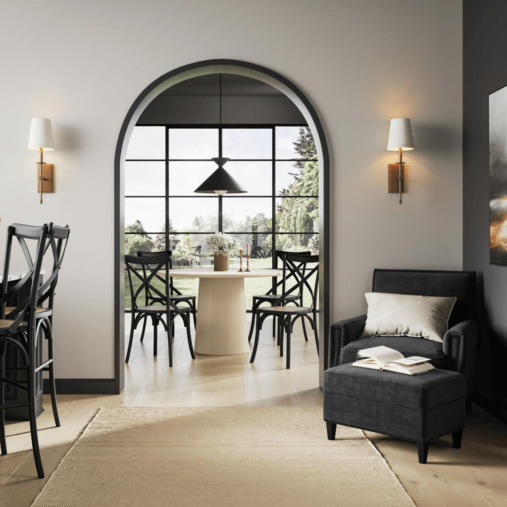 Fitzroy Wooden Dining Chair In Black With Cane Seatpad