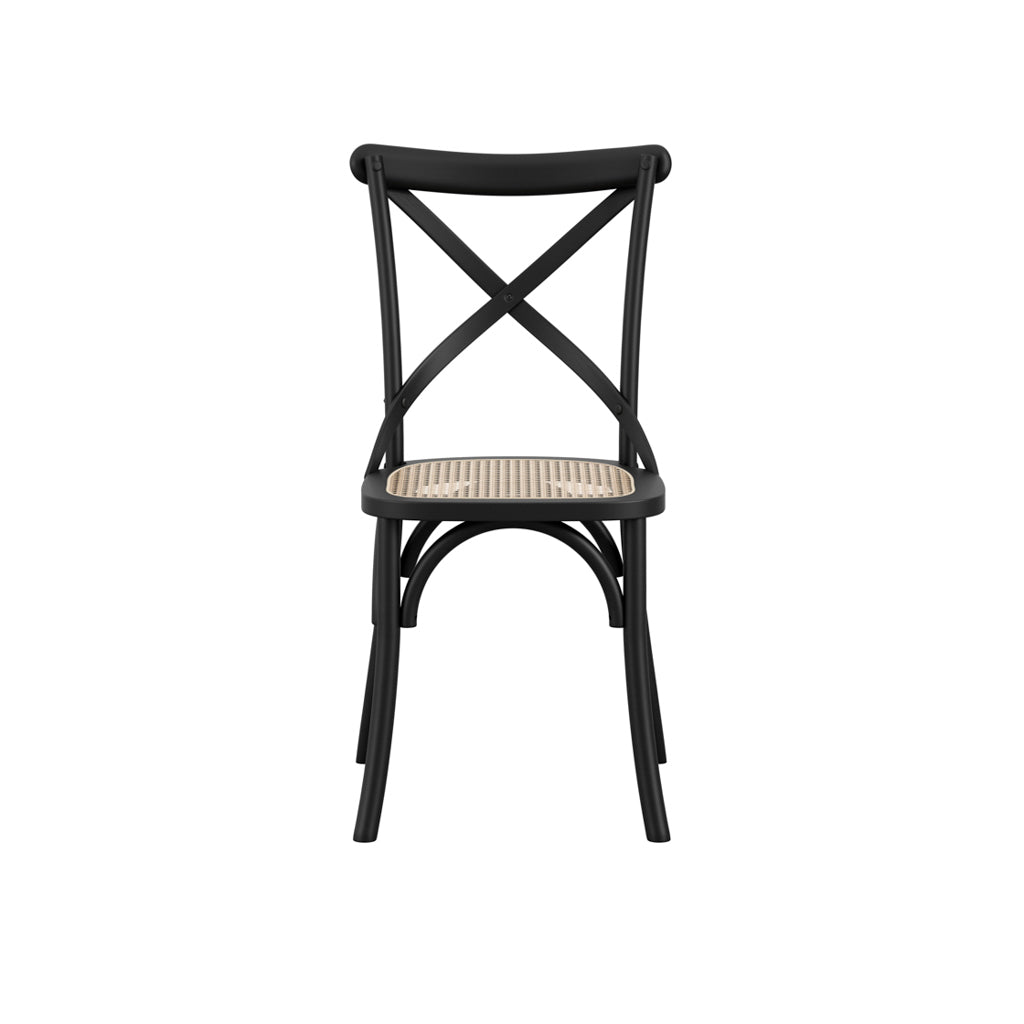 Fitzroy Wooden Dining Chair In Black With Cane Seatpad