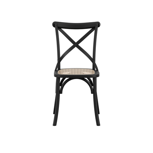 Fitzroy Wooden Dining Chair In Black With Cane Seatpad