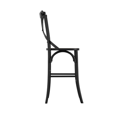 Fitzroy Wooden Counter Bar Stool In Black With Cane Seatpad
