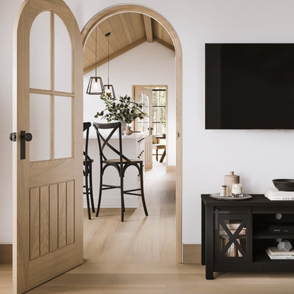 Fitzroy Wooden Counter Bar Stool In Black With Cane Seatpad