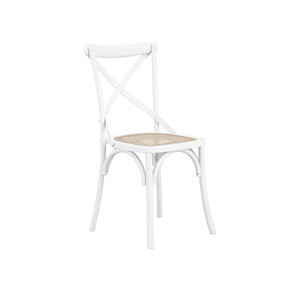 Fitzroy Wooden Dining Chair In White With Cane Seatpad