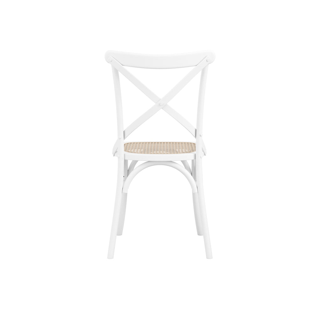 Fitzroy Wooden Dining Chair In White With Cane Seatpad