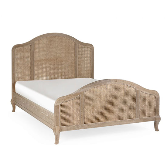 Fleur Wooden Rattan King Size Bed In Light Oak