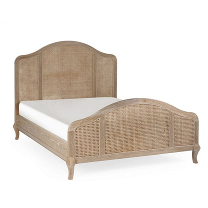 Fleur Wooden Rattan King Size Bed In Light Oak