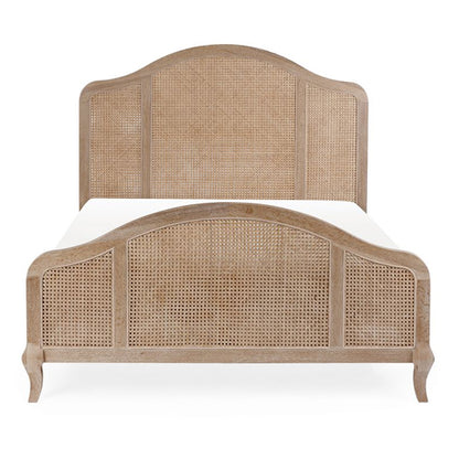 Fleur Wooden Rattan King Size Bed In Light Oak