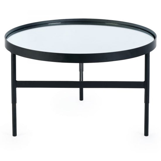Franki Mirrored Glass Coffee Table With Black Metal Frame