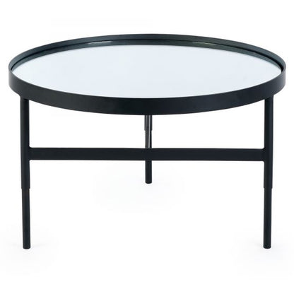 Franki Mirrored Glass Coffee Table With Black Metal Frame