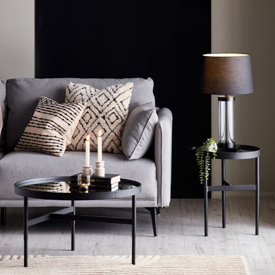 Franki Mirrored Glass Coffee Table With Black Metal Frame