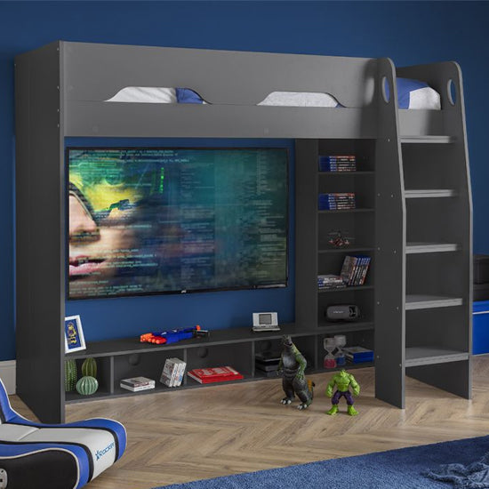 Galaxy Wooden Gaming Bunk Bed In Anthracite