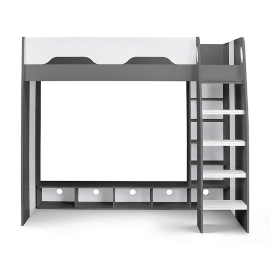 Galaxy Wooden Gaming Bunk Bed In Charcoal And White