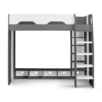 Galaxy Wooden Gaming Bunk Bed In Charcoal And White