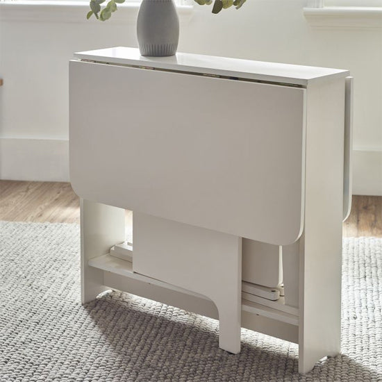 Gatan Small Gateleg Dining Table With 2 Chairs In White