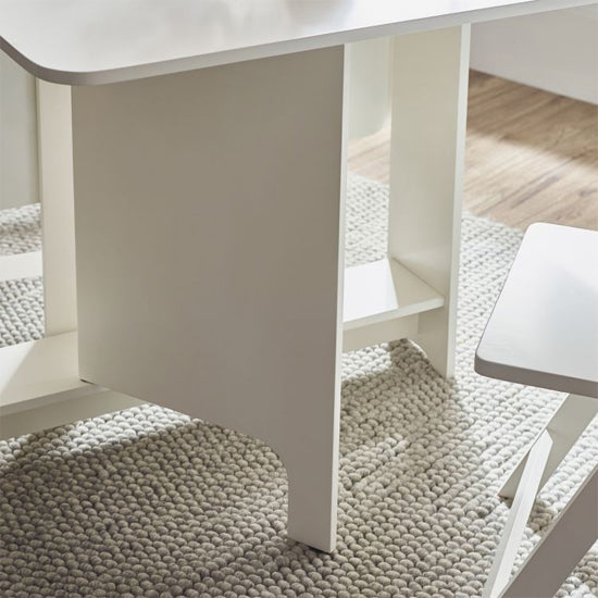 Gatan Small Gateleg Dining Table With 2 Chairs In White