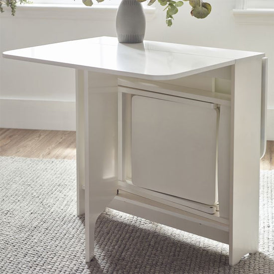 Gatan Small Gateleg Dining Table With 2 Chairs In White