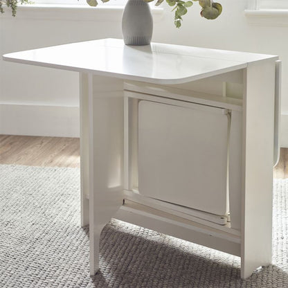 Gatan Small Gateleg Dining Table With 2 Chairs In White