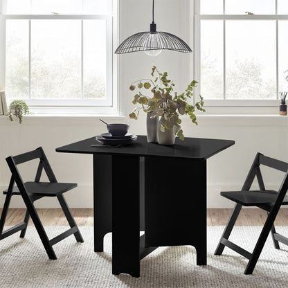 Gatan Small Gateleg Dining Table With 2 Chairs In Black