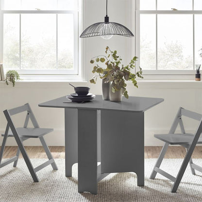Gatan Small Gateleg Dining Table With 2 Chairs In Light Grey