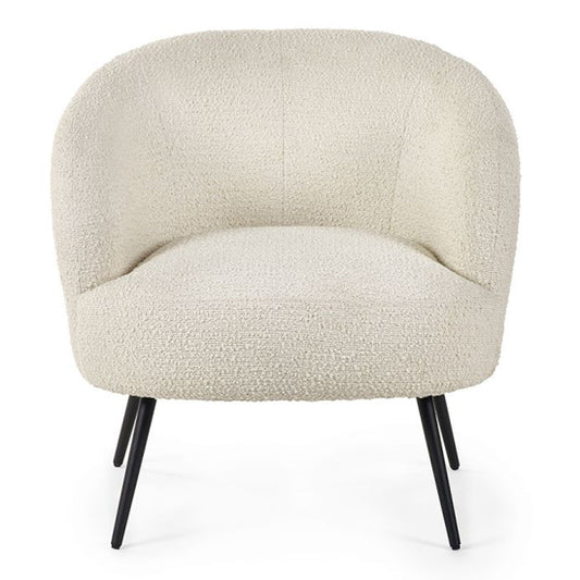Gigi Boucle Fabric Accent Chair In Ivory