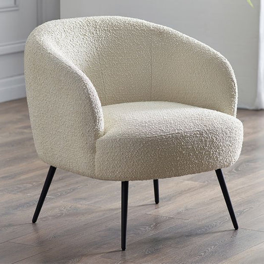 Gigi Boucle Fabric Accent Chair In Ivory