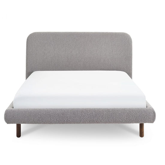 Hannah Boucle Fabric King Size Bed In Grey