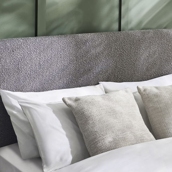 Hannah Boucle Fabric King Size Bed In Grey
