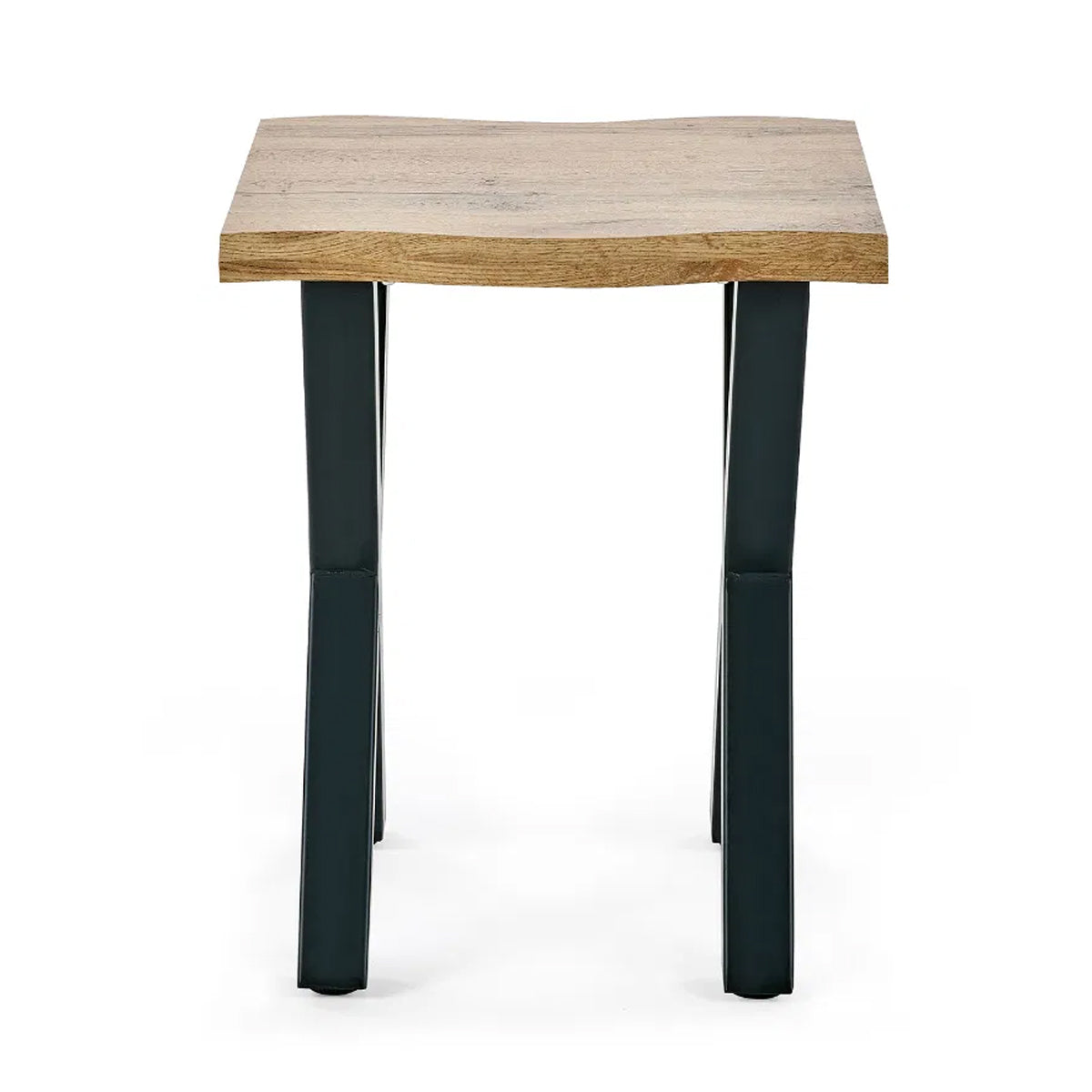 Harvey Square Wooden Lamp Table In Oak With Matt Black Steel Crossed Legs