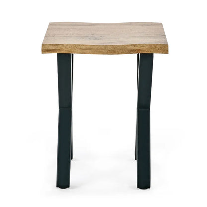 Harvey Square Wooden Lamp Table In Oak With Matt Black Steel Crossed Legs