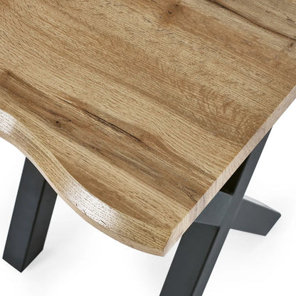 Harvey Square Wooden Lamp Table In Oak With Matt Black Steel Crossed Legs