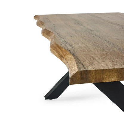 Harvey Wooden Coffee Table In Oak With Matt Black Steel Crossed Legs