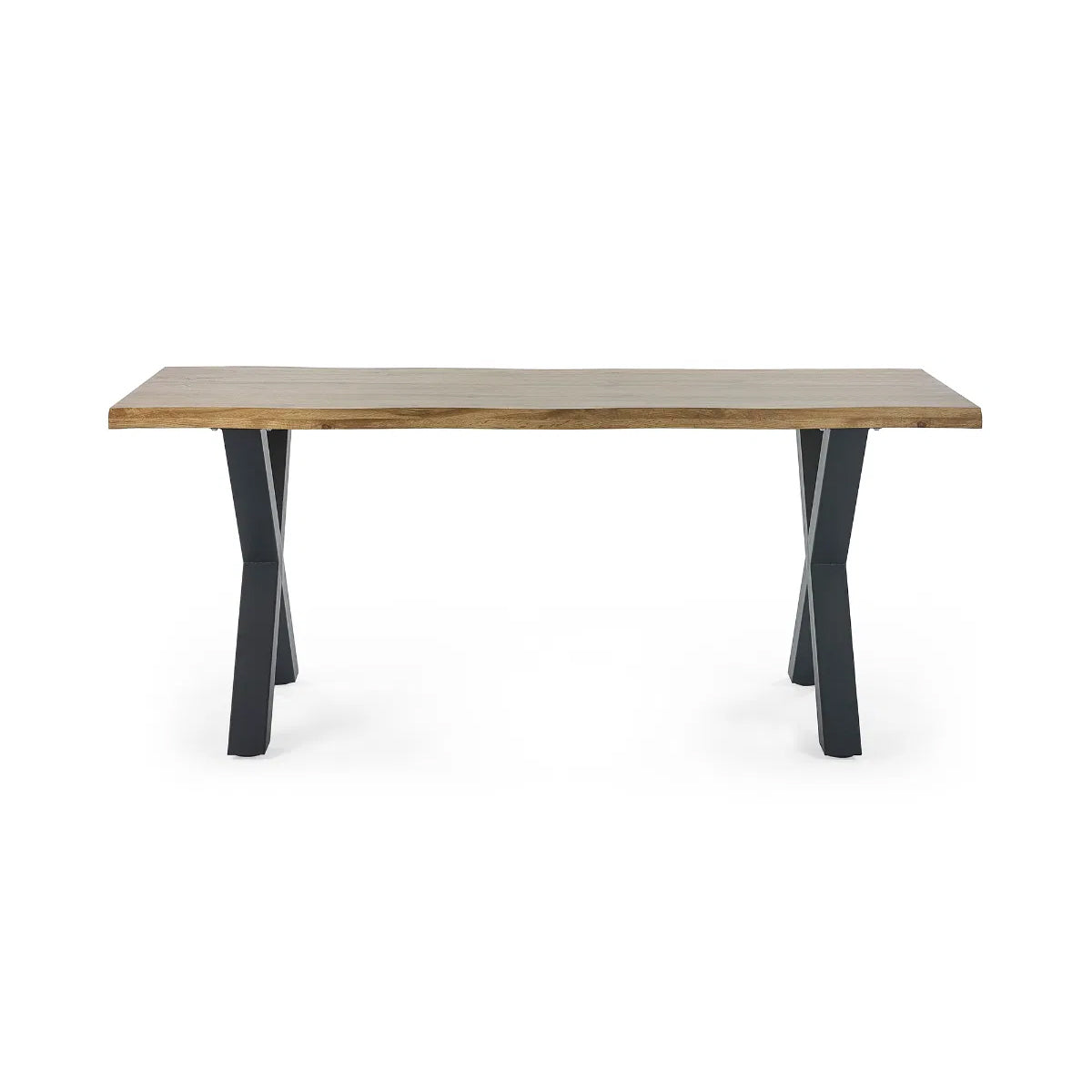 Harvey Wooden Dining Table In Oak With Matt Black Steel Crossed Legs