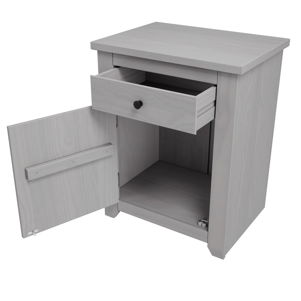 Havana Wooden Bedside Cabinet With 1 Door And 1 Drawer In Grey