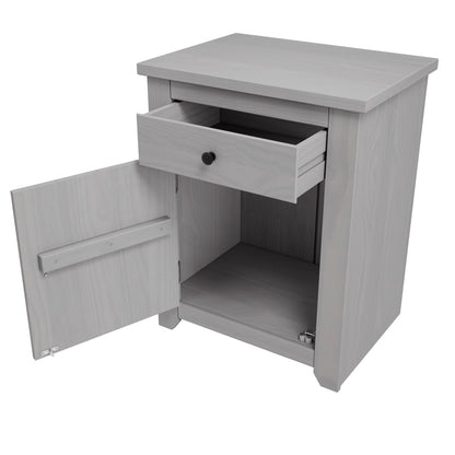 Havana Wooden Bedside Cabinet With 1 Door And 1 Drawer In Grey