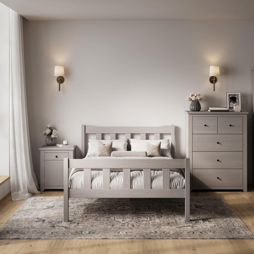 Havana Wooden Bedside Cabinet With 1 Door And 1 Drawer In Grey